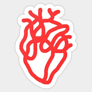 Red heart line art Sticker